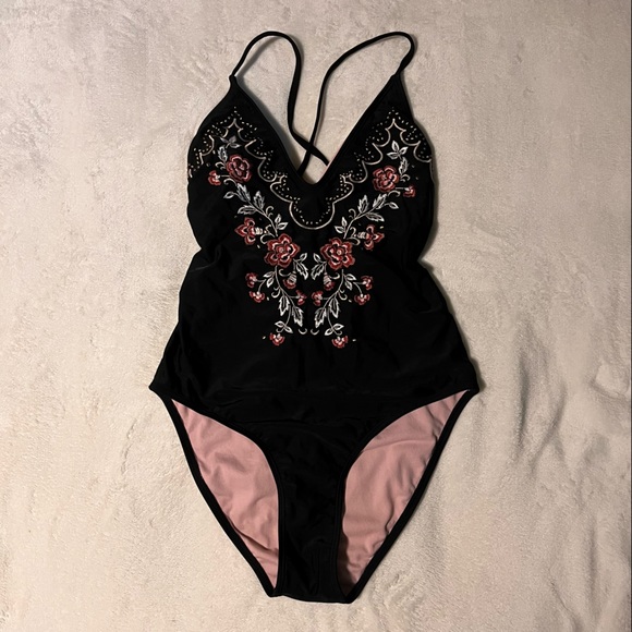Xhilaration Other - Embroidered Lace up High Cut Swim